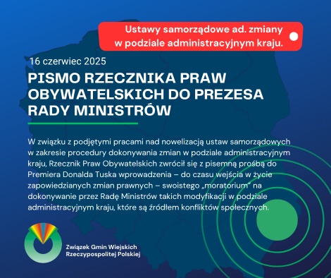 Pismo RPO do premiera w sprawie zmian w podziale administracyjnym kraju