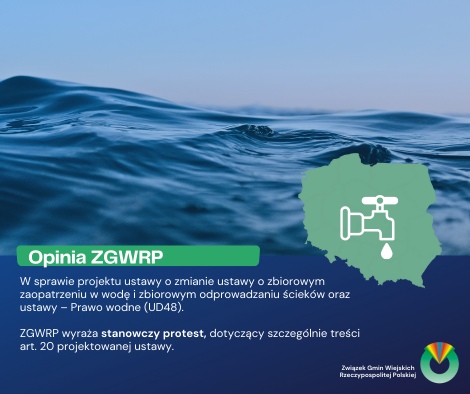 Opinia ZGWRP w sprawie projektu ustawy o zmianie ustawy o zbiorowym zaopatrzeniu w wodę i zbiorowym odprowadzaniu ścieków oraz ustawy – Prawo wodne (UD48)