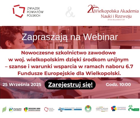 Nowoczesne szkolnictwo zawodowe w woj. wielkopolskim – kolejny webinar WANiR-u!