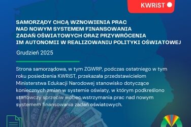 Samorządy chcą wznowienia prac nad nowym systemem finansowania zadań oświatowych oraz przywrócenia im autonomii w realizowaniu polityki oświatowej