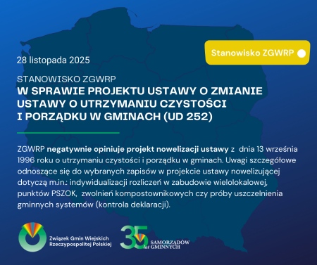 Stanowisko ZGWRP w sprawie projektu ustawy o zmianie ustawy o utrzymaniu czystości i porządku w gminach (UD 252)