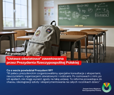 „Ustawa oświatowa” zawetowana przez Prezydenta Rzeczypospolitej Polskiej