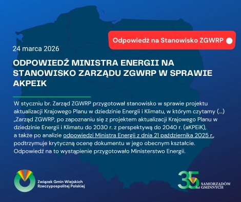 Odpowiedź Ministra Energii na stanowisko Zarządu ZGWRP w sprawie aKPEiK