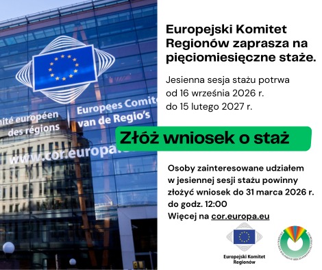 Europejski Komitet Regionów zaprasza na pięciomiesięczne staże