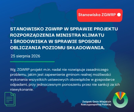 Stanowisko ZGWRP dotyczące projektu rozporządzenia w sprawie sposobu obliczania poziomu składowania