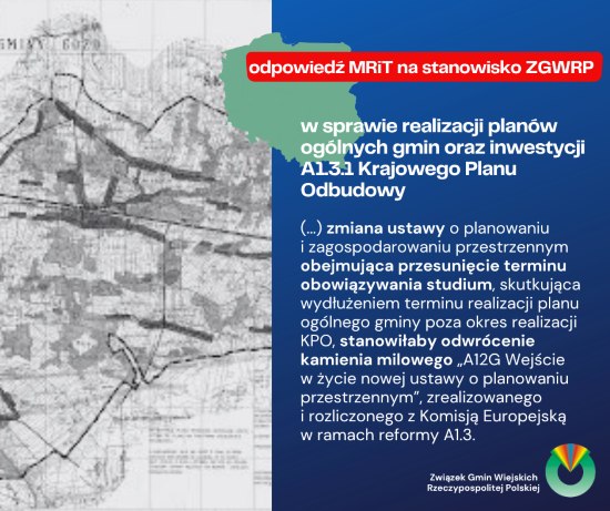 ryzyko niewykonania przez Polskę kamienia milowego Krajowego Planu Odbudowy dotyczącego uchwalenia planów ogólnych gmin