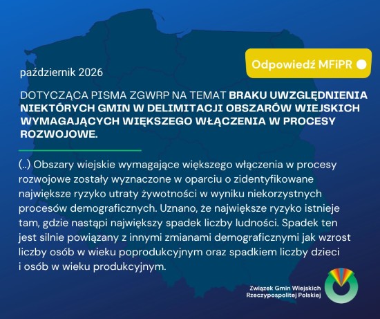 odnosząc się do delimitacji obszarów wiejskich wymagających większego włączenia w procesy rozwojowe, ujętej w „Rekomendacjach dla planowania interwencji z zakresu polityki regionalnej w strategiach rozwoju”