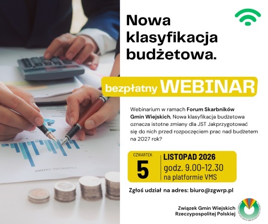 „Nowa klasyfikacja budżetowa”. ZGWRP zaprasza na webinarium!